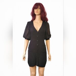 With Love Dress Size Small Black Front Pocket Button Front